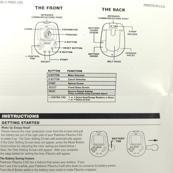Pokemon Pikachu 2 GS Gold Silver Virtual Pet Instruction Manual ONLY - Picture 6 of 6